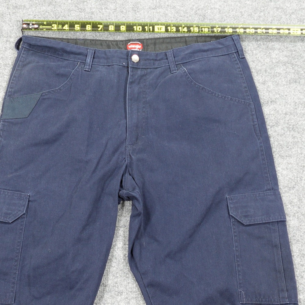 Wrangler Cargo Pants Mens 38x30 Navy Blue Workwear Straight Leg Multi Pocket - Picture 6 of 10